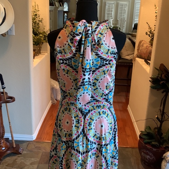 Stunning Nicole Miller Maxi Dress in beautiful shades of pink/turquoise/yellow. - Picture 2 of 3